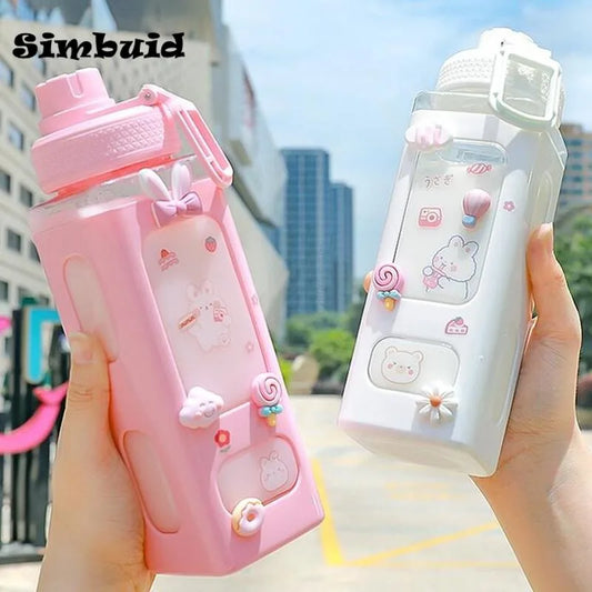 700ml Cute Water Bottle for Girls with Lid and Straw