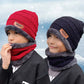 bonnet tricoté d'hiver pour enfants, écharpe chaude en velours