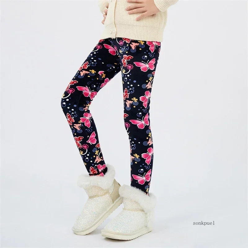 kids warm leggings for girls 4-13 years old