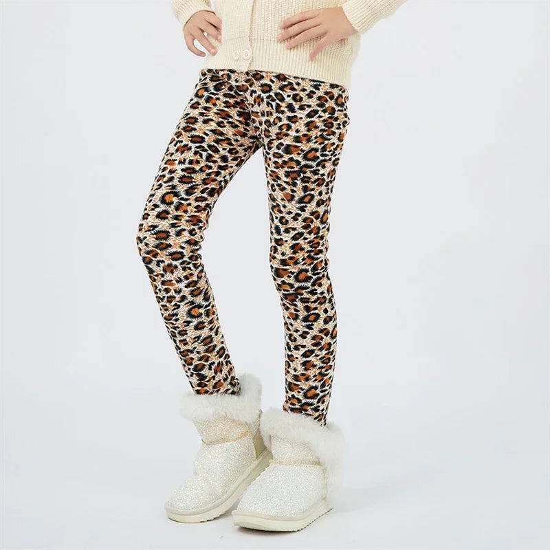 kids warm leggings for girls 4-13 years old