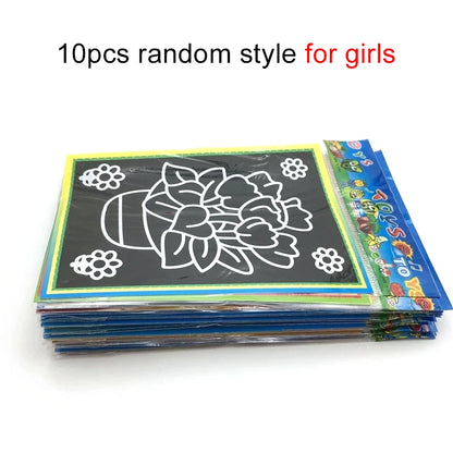 10Pcs Colorful Drawing Toys for Kids Scratch Painting DIY Craft