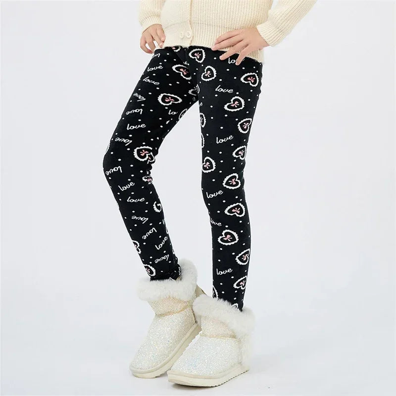 kids warm leggings for girls 4-13 years old