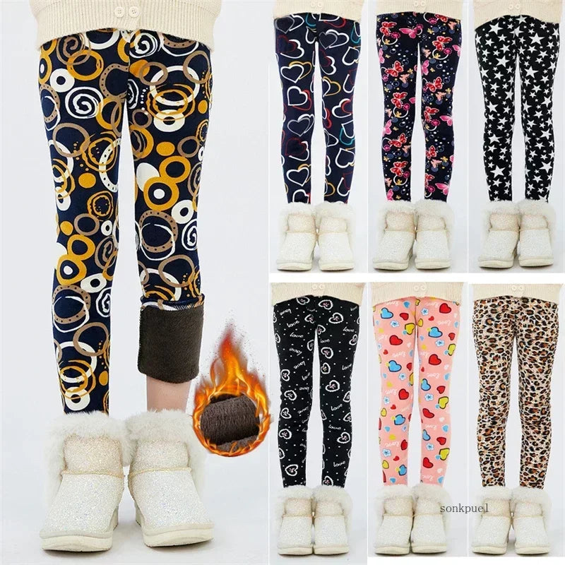 kids warm leggings for girls 4-13 years old