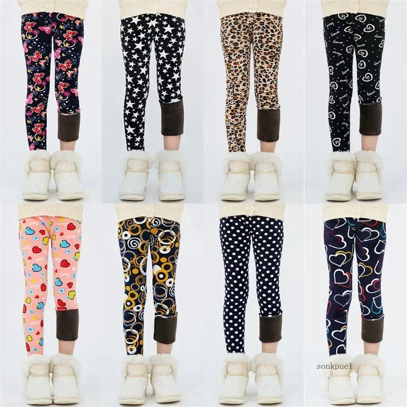 kids warm leggings for girls 4-13 years old