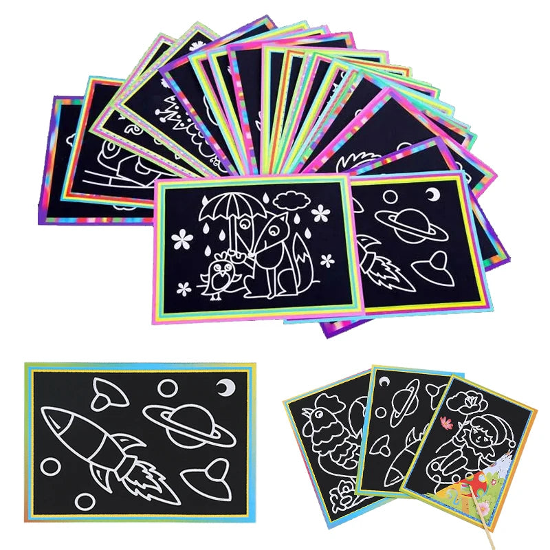 Lot de 10 jouets de dessin colorés pour enfants, peinture à gratter, bricolage