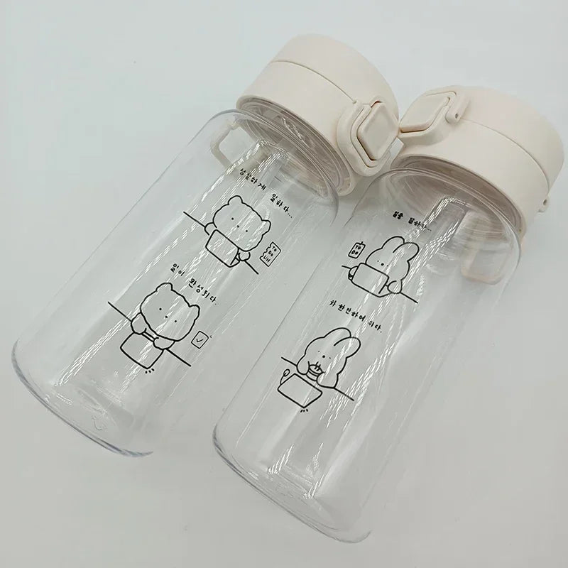 350ml Cartoon Water Bottle with Straw