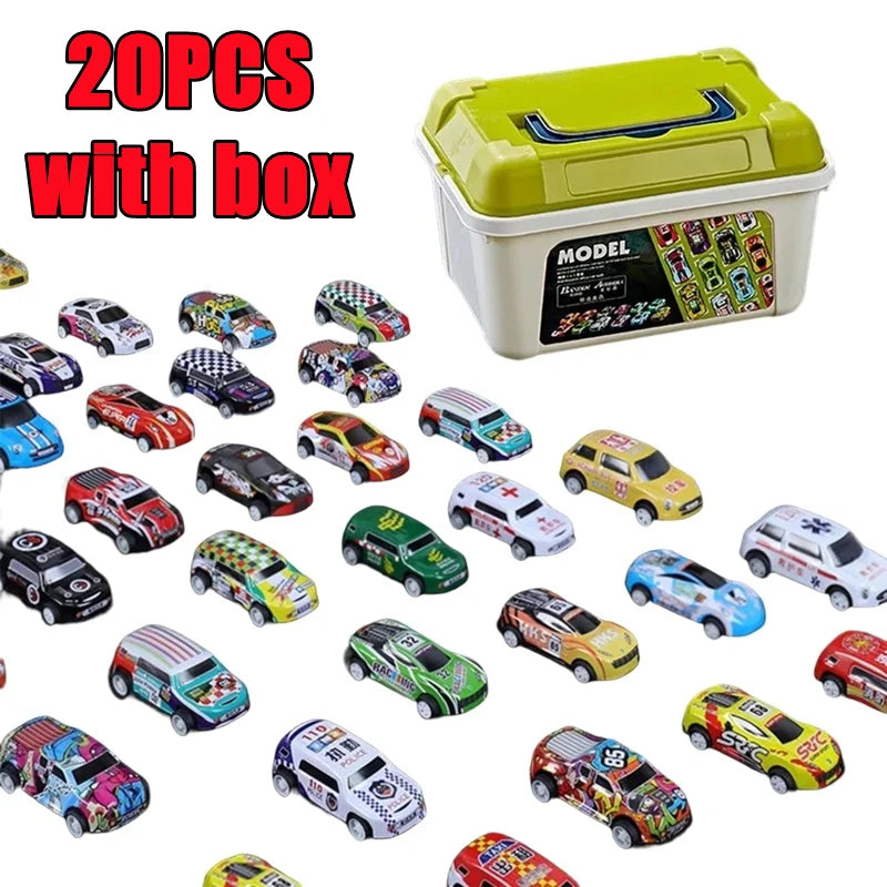 Mini Alloy Car Model Set with Storage Box