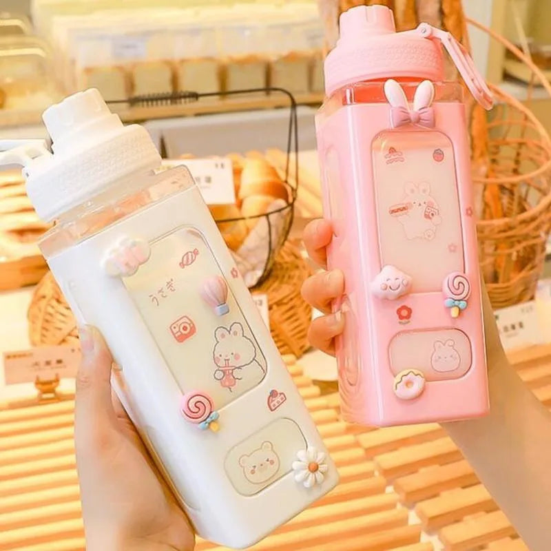 700ml Cute Water Bottle for Girls with Lid and Straw