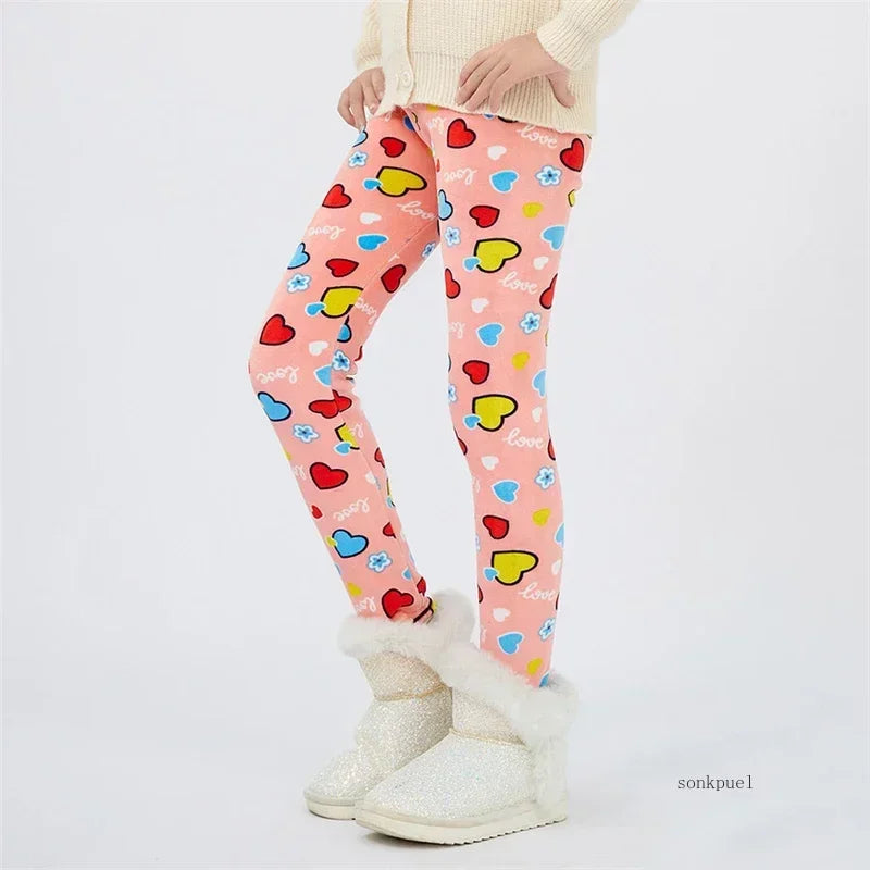 kids warm leggings for girls 4-13 years old