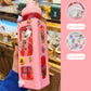 Kawaii Water Bottle with Straw, Cute Bear Shape 3D Sticker